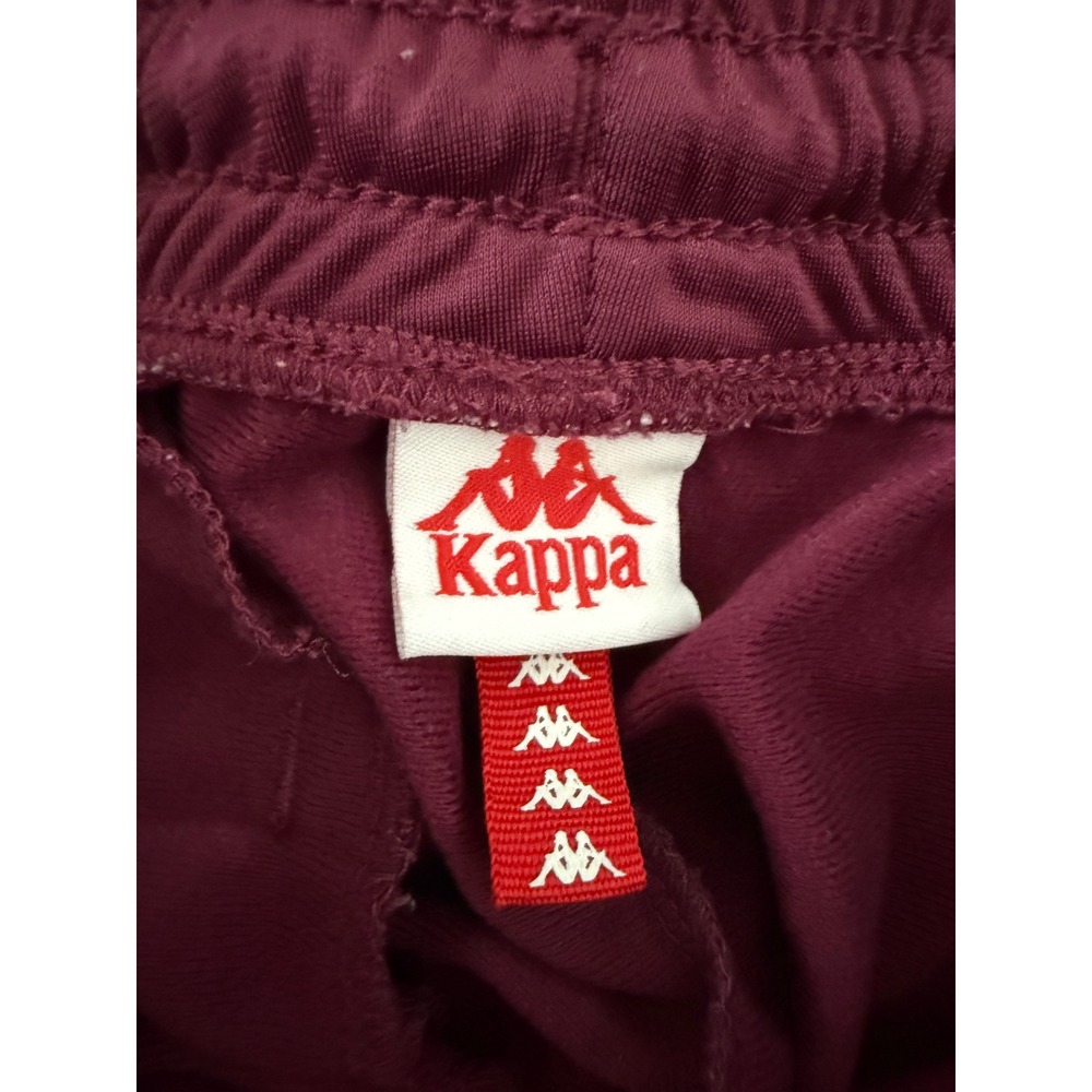 Kappa Y2K Burgundy Logo Tape Track Pants Women's M Zip Ankle Joggers Retro - Picture 5 of 16